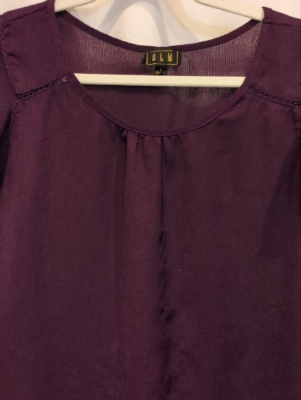 BLM Women's Dark Plum Flutter Sleeve Scoop Neck Blouse - Picture 3 of 6